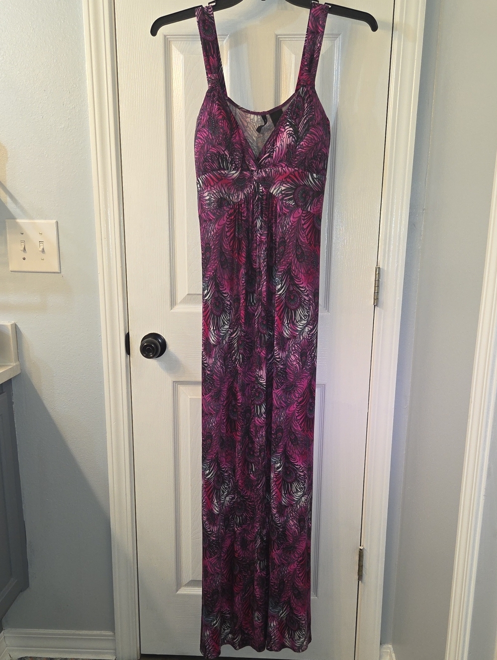 new directions Fitted Purple & Black Patterned Maxi Dress